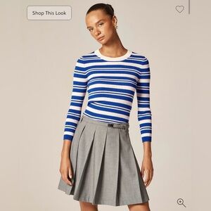 J Crew Carolyn Three-Quarter Sleeve Sweater in Striped Merino Wool, size L, NWT